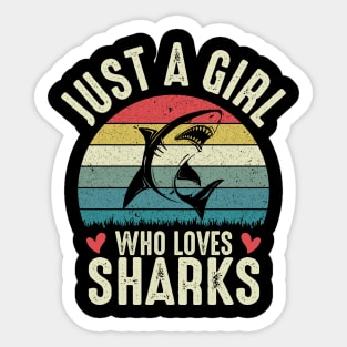 Just A Girl Who Loves Sharks  Funny Shark Lover Girl Gift Sticker